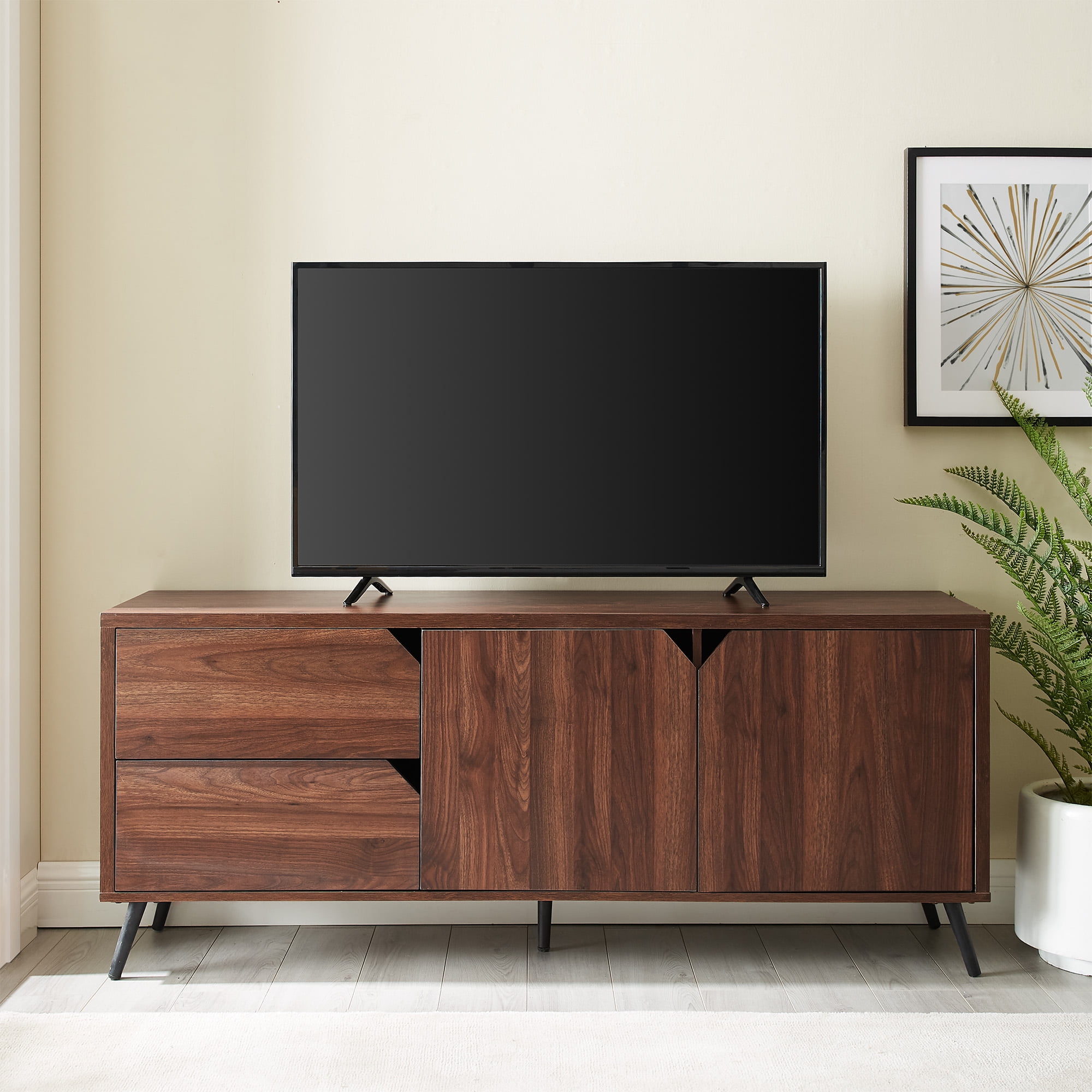 Manor Park Mid Century TV Stand for TVs up to 65", Dark Walnut