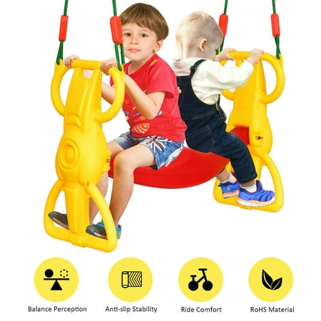 Back To Back Rider Swing For 2 Kids Glider Seat Children Backyard W Hangers