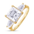 thumbnail image 4 of 2.50 Carat 7MM Princess & Tapered Cut Lab Created Moissanite Diamond 3-Stone Engagement Ring For Women In 14K Yellow Gold Over Sterling Silver (VVS1 Clarity, 2.50 Cttw)-4, 4 of 7