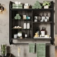 thumbnail image 3 of Bestier 33" Floating Shelves with LED Lights Wood Wall Mounted Storage Display Shelves for Kitchen Bathroom, Charcoal, 3 of 10