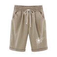 thumbnail image 1 of Mujeres Pantalones Cortos Casual, Cintura Elástica Día de la Independencia de la Impresión Pantalones Cortos con Cordón con Bolsillos para Verano Primavera de Uso Diario, Pantalones Cortos de Verano P, 1 of 4