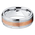 thumbnail image 2 of Polished Silver Tungsten Wedding Band Brushed Rose Gold Tungsten Ring 8mm Tungsten Band Stepped Edges Comfort Fit, 2 of 3