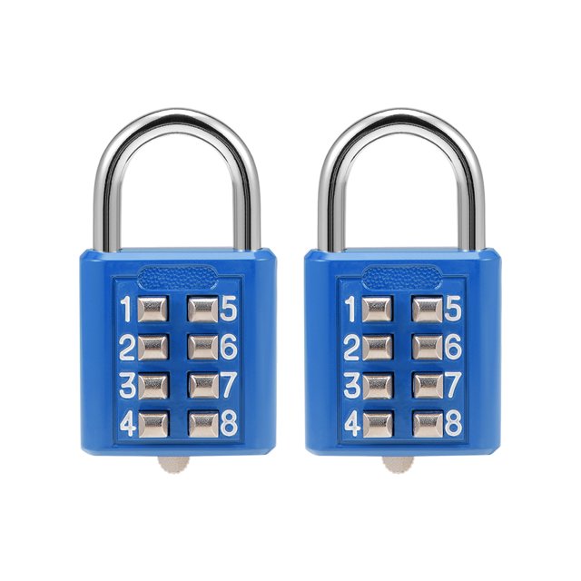 Candados de Combinación de 8 Dígitos Uxcell con Botón para Taquillas de Aleación de Zinc Azul 2Pcs