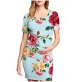 thumbnail image 3 of Taqqpue Women's Maternity Dress Short Sleeve Crew Neck Bodycon Wedding Guest Pregnancy Dresses Printed Fitted Stretch Maternity Clothes Summer Boho Baby Shower Photoshoot, 3 of 7
