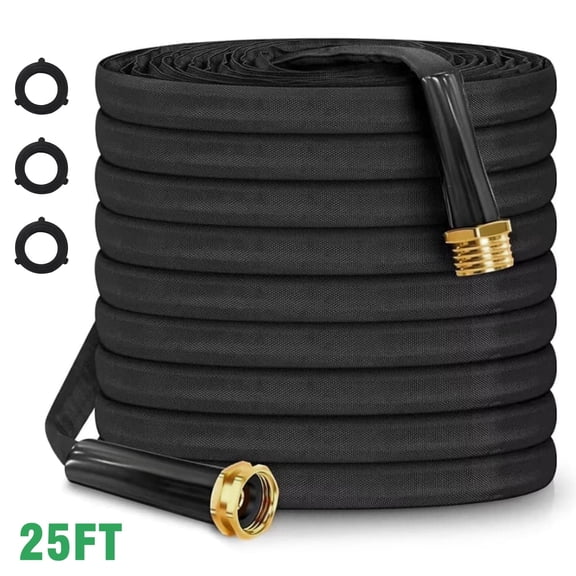 25 FT Non-Expanding Garden Hose, Lightweight Flexible Water Hose with 3/4" Solid Brass Fittings, Kink-Resistant PVC Core, Easy Storage Hose for Lawn, Yard, Garden and Outdoor Watering