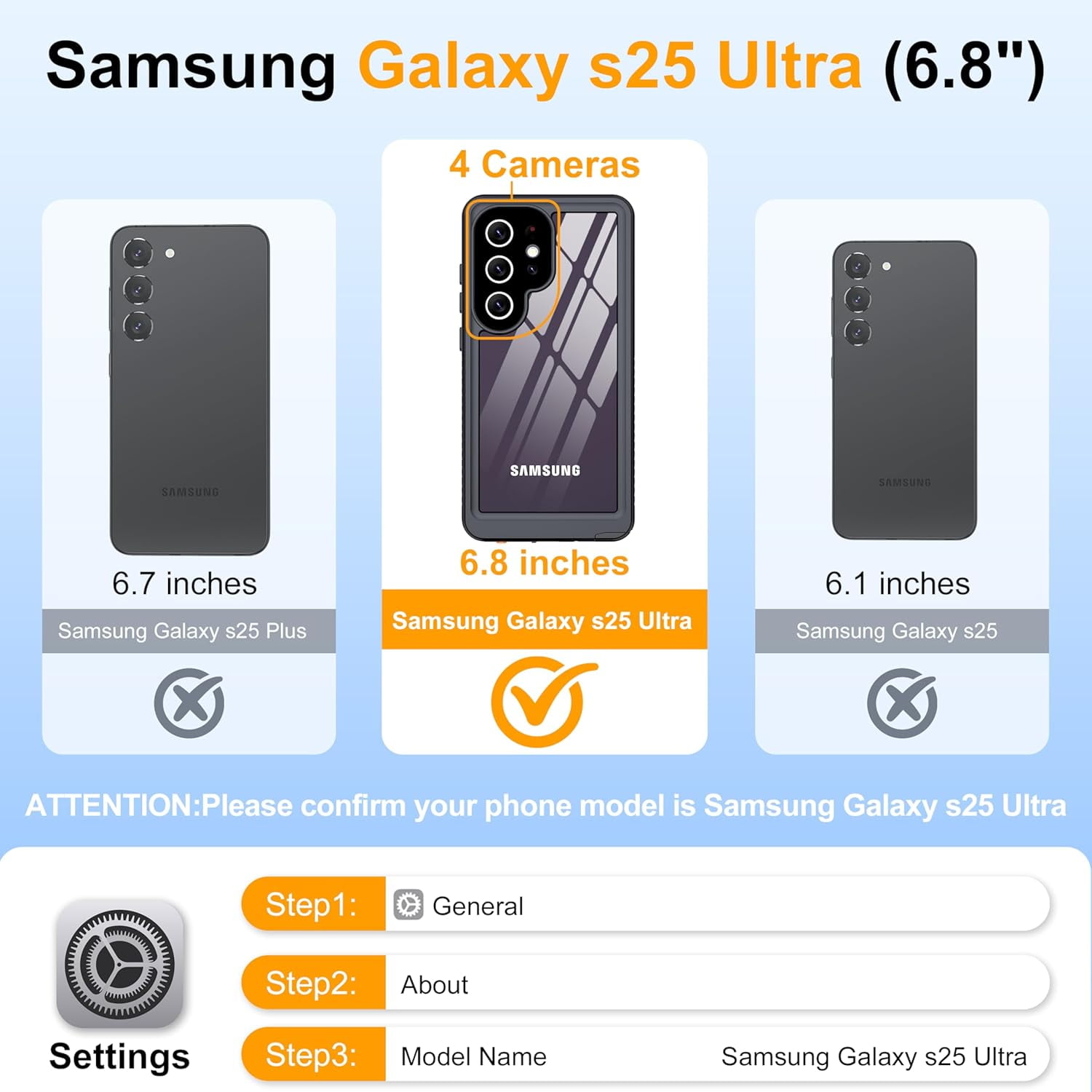 for Samsung Galaxy S25 Ultra Case Waterproof,IP68 Waterproof Dustproof Case with Built-in Screen Protector, Full Body Protective Phone Cover for Galaxy S25 Ultra 6.9 Inch, Black/Clear