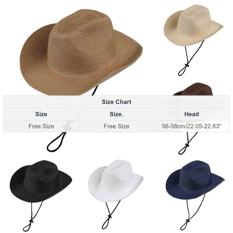 jobturf Straw Cowboy Hats for Men Adjustable Chin Strap Wide  display picture 2