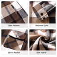 thumbnail image 5 of GIRUNS Men's Plaid Flannel Zip Up Hoodie Jacket Lightweight Casual Shirt Jacket Outerwear Coat Beige Brown L, 5 of 6