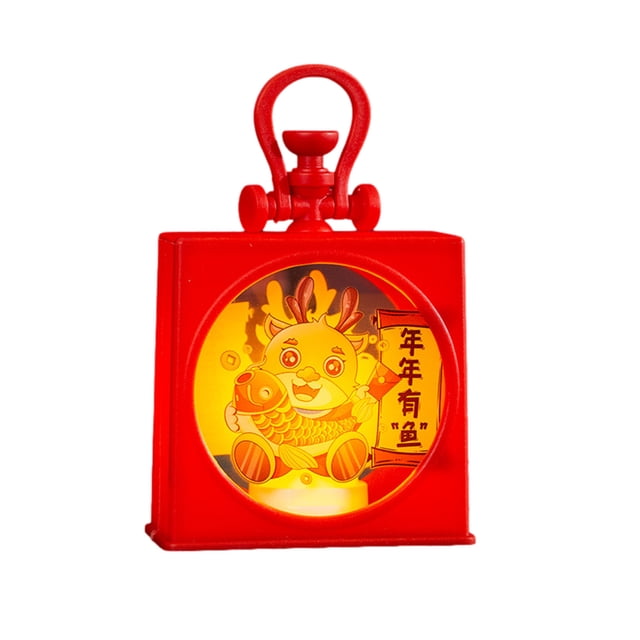 D New Year Portable Lantern With Battery Powered Carry Handle Festival Celebration Decor