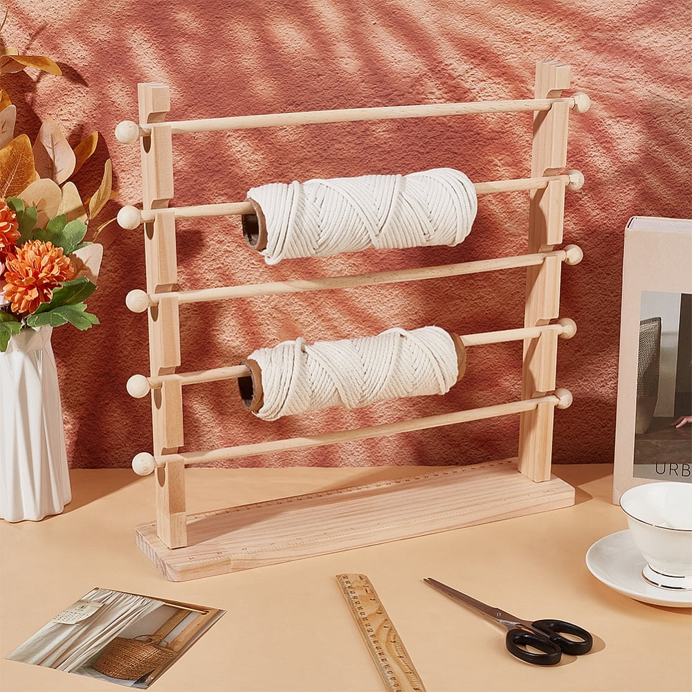 5 Tier Ribbon Holder Organizer Rack Wooden Ribbon Spool Holder Ribbon Organizer for Sewing Craft Wreath Mesh Thread Tape