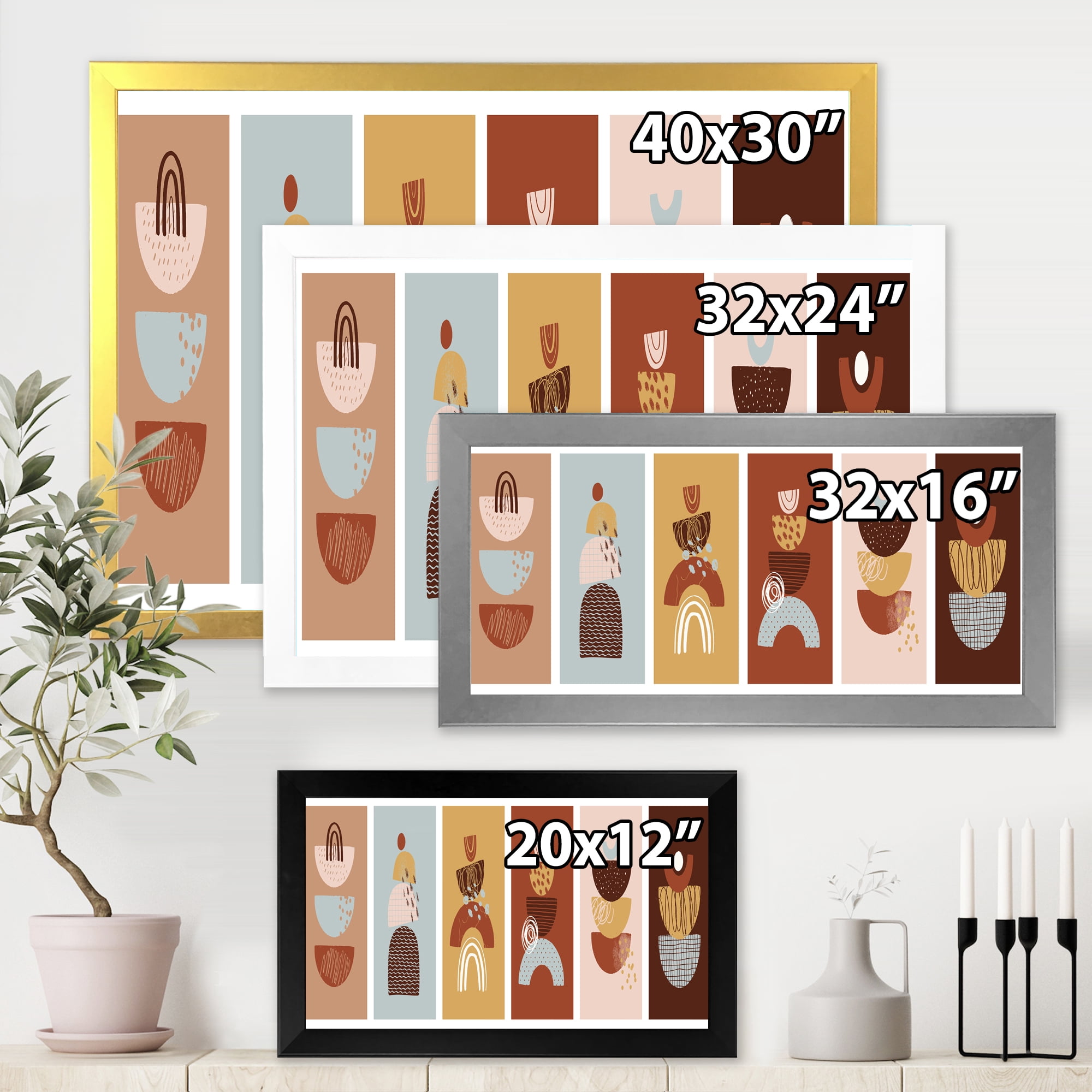 Designart 'Compostion Minimalistic of Organic Shapes II' Modern Framed Art Print