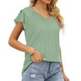 thumbnail image 2 of Womens Ruffle Sleeve T Shirts Petal Sleeve V Neck Casual Tees Summer Basic Tops, 2 of 5