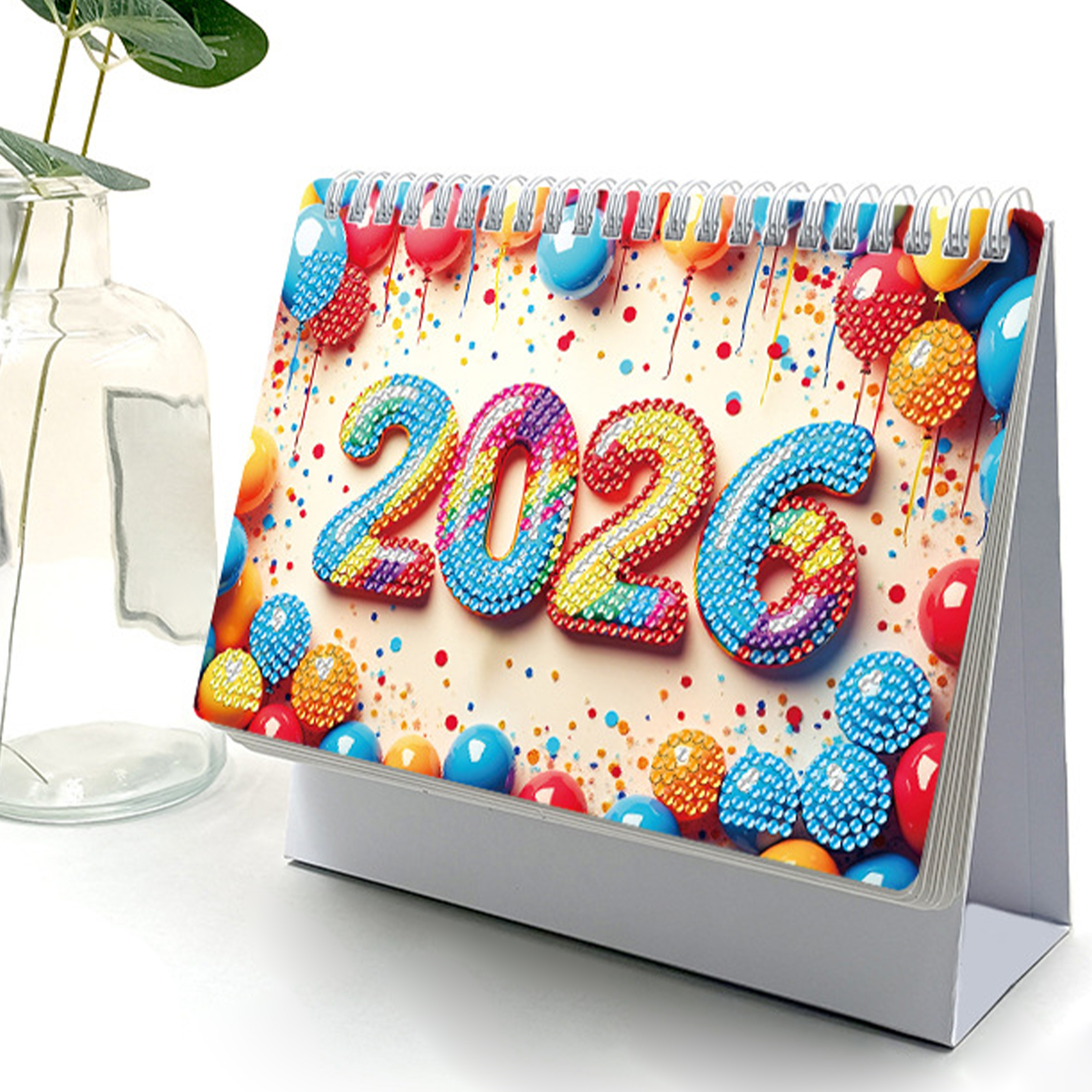 2026 Resin Rhinestones Calendar Sparkling Decors Glittering Resin Design Desk Organizers For Home Organization