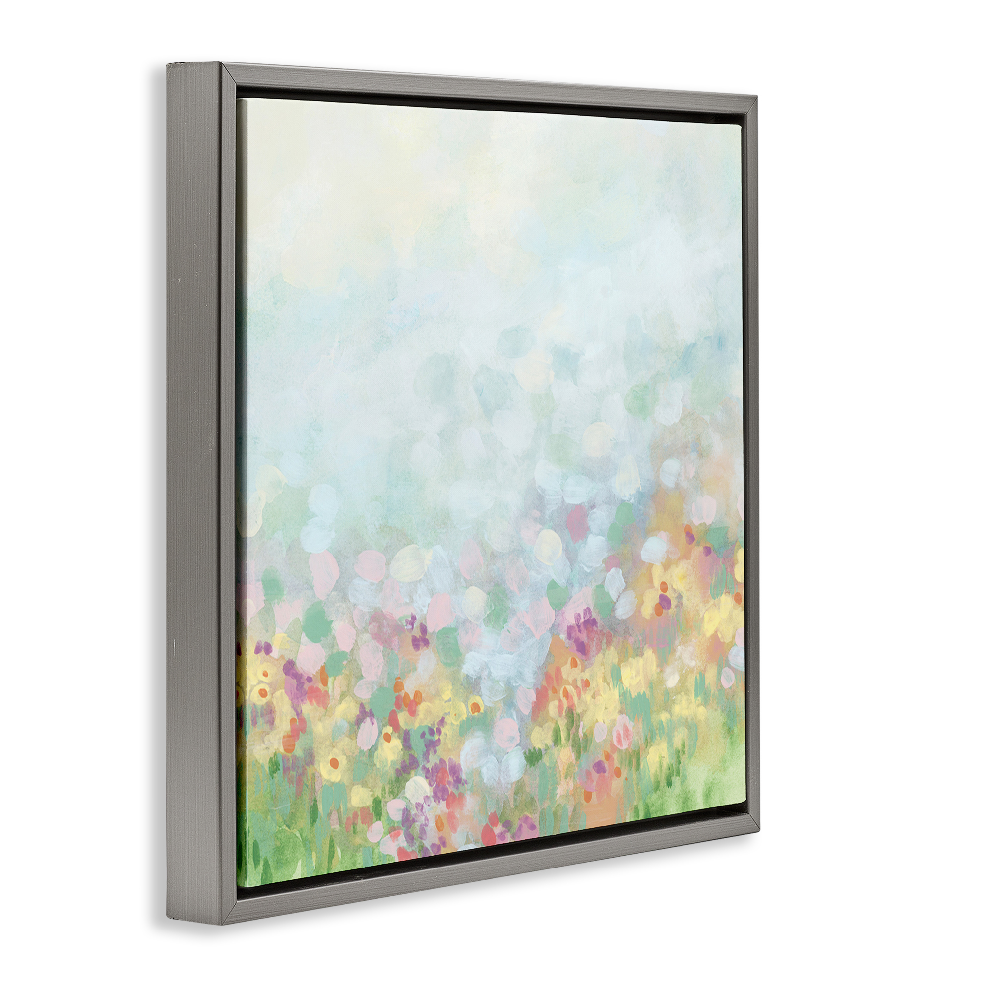 Stupell Industries Abstract Soft Meadow Abstract Painting Gray Floater Framed Art Print Wall Art, 25 x 25