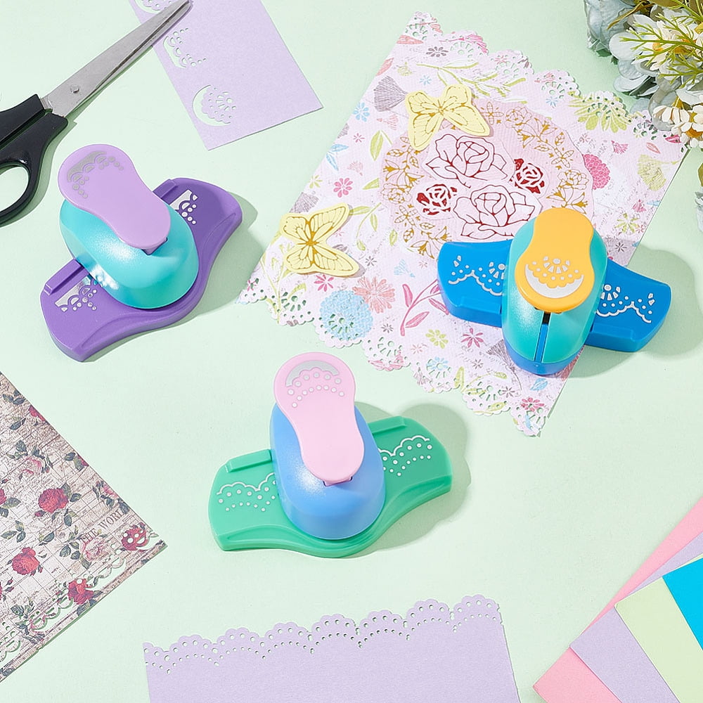 3Pcs 3 Styles Mini Plastic Craft Punch for Scrapbooking & Paper Crafts with Zinc Alloy Findings Paper Shapers Mixed Color 106x75x58mm