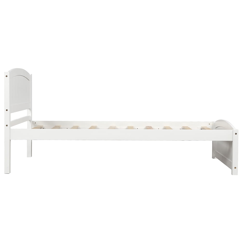 Kepooman Twin Size Wooden Platform Bed Frame with Headboard, 79.5”L X 41.7”W X 35.4”H, White Kepooman Twin Size Wooden Platform Bed Frame with Headboard, 79.5”L X 41.7”W X 35.4”H, White