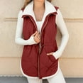 thumbnail image 2 of Ashirexll Womens Vests Outerwear, Puffer Vest Women, Sleeveless Fleece Jacket with Stand Collar Drawstring and Pockets for Winter, 2 of 7
