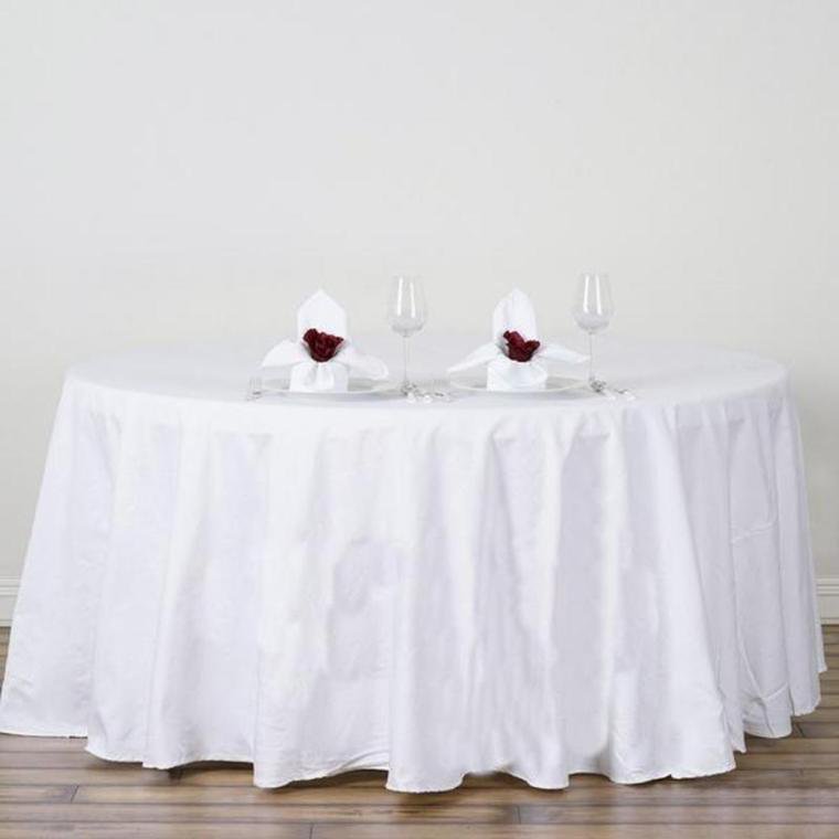 BalsaCircle 120" Round Cotton Tablecloths Wedding Linens White