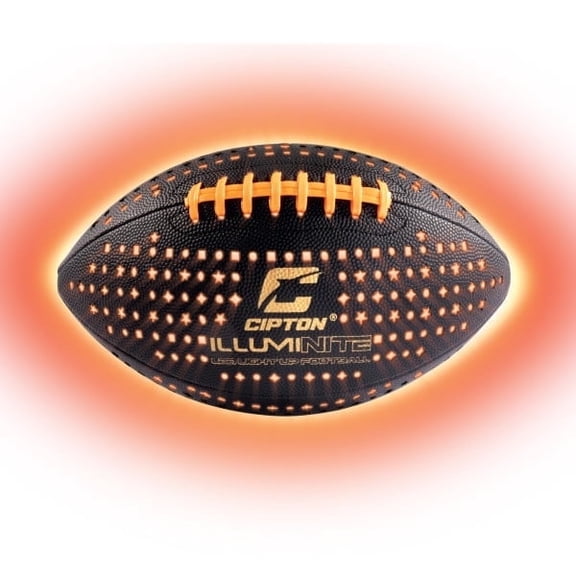 Cipton LED Light Up Football, Composite, Glow in the Dark, Junior Size, Glow in the Dark for Night Play, Black