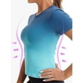 thumbnail image 4 of Alove Women Yoga Shirts Sports Quick Drying Running Jogging Slim Fitness Short Sleeves Gradient T-shirt, 4 of 9