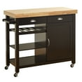 thumbnail image 4 of TMS Martha Butcher Block Rolling Kitchen Island with Cabinet, Drawers, Shelves, and Towel Rack, Black, 4 of 6