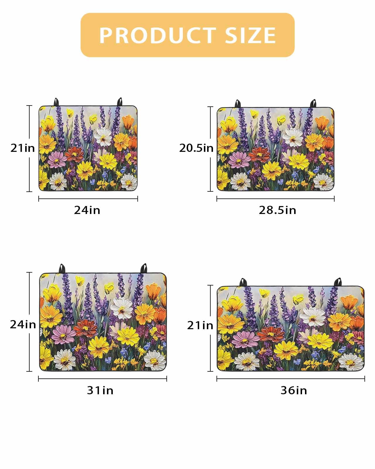 nqOlkjepod Large Induction Cooktop Protector Mat 24"x21", Wildflowers Botanical Stove Top Covers for Electric Stove, Oil Painting Pastoral Flowers Stove Burner Cover Mats, Glass Top Stove Cover
