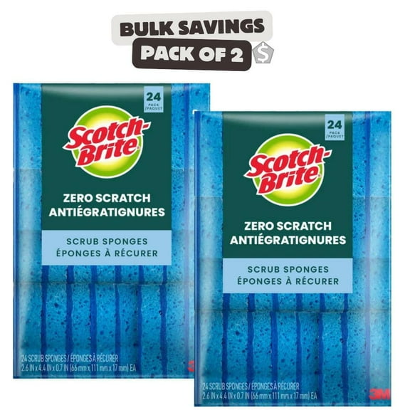 Pack of 2 - Scotch-Brite Zero Scratch Sponges, (24 ct) each