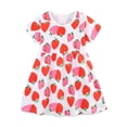 thumbnail image 1 of MIASHUI Robe Décontractée à Manches Courtes Imprimé Floral, Rouge Pastèque, 4-5 Ans, 1 of 6