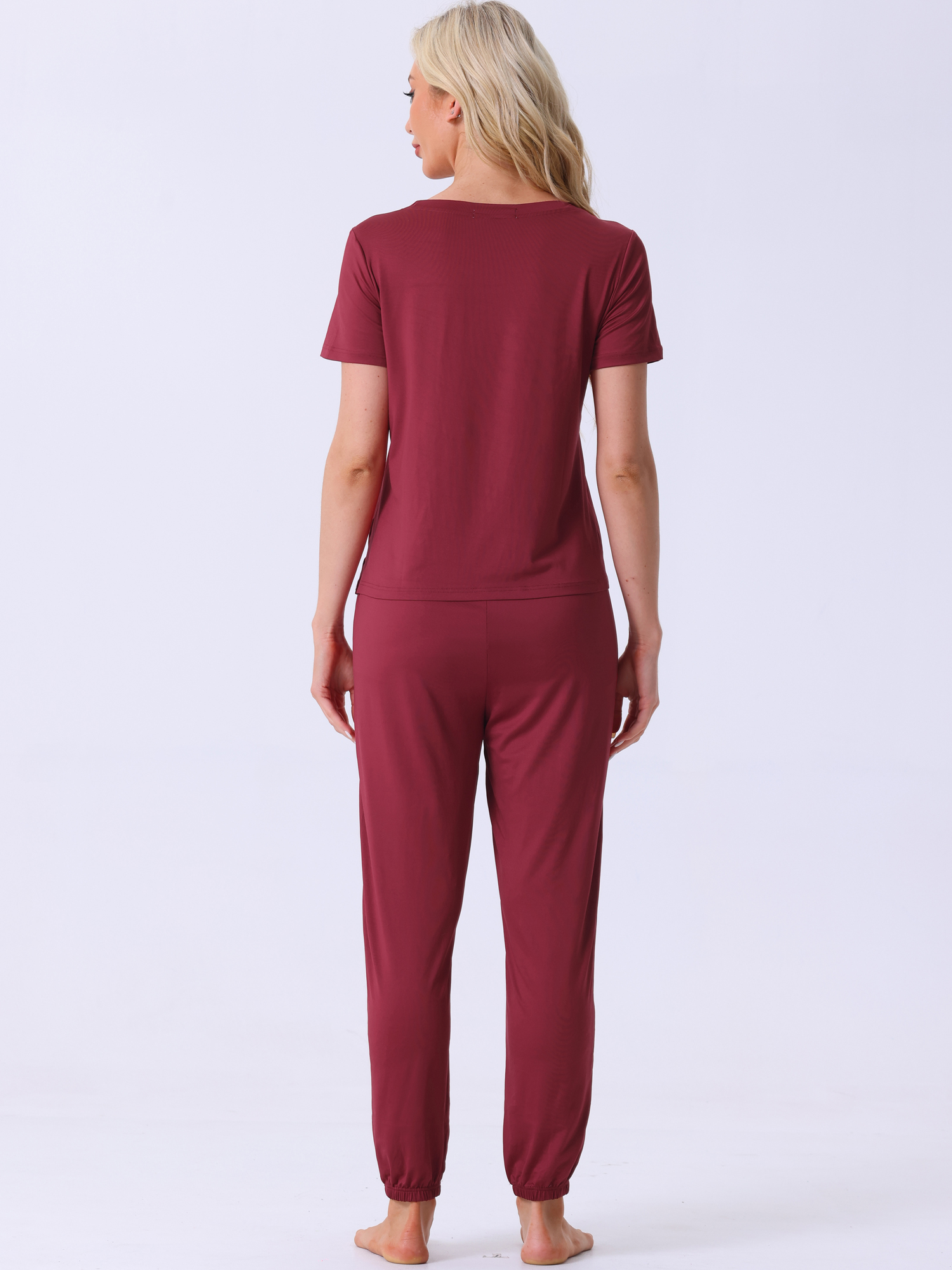 DARING DIVA Women's Soft Short Sleeve Shirt Long Pant Pajamas Sets XS Red