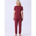 thumbnail image 4 of DARING DIVA Women's Soft Short Sleeve Shirt Long Pant Pajamas Sets XS Red, 4 of 6