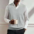 thumbnail image 2 of Mens Casual Sweater Vest 2026 V Neck Sleeveless Knit Pullover Slim Fit Lightweight Plain Tops Solid Color Spring Jumper Light Sweaters Light Gray XL, 2 of 5