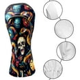thumbnail image 3 of Golf Club Head Cover Waterproof Leather Golf Accessories HeadCovers Set Driver Headcover for Women Men Colorful Skull And Snake Pattern, 3 of 5