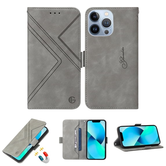 TECH CIRCLE Case Fit for Apple iPhone 13 Pro,Drop Protection PU Leather Wallet Case with RFID Blocking Card Holder Folio Flip Kickstand Magnetic Closure Phone Cover,Gray