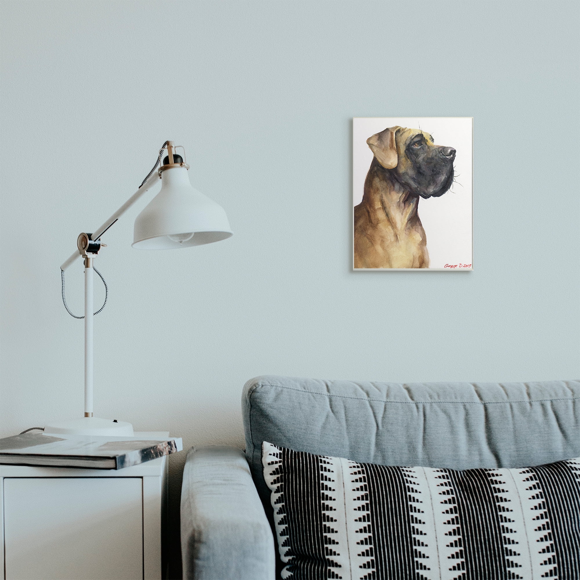 Stupell Industries Great Dane Pet Dog Portrait Strong Pose Animals & Insects Painting Unframed Art Print Wall Art, 10 x 15