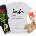 thumbnail image 2 of Virmaxy Seester Like Sister Only Cooler Womens Trendy Letter Printed Dressy Tops Round Neck Short Sleeve Loose Blouses Comfy Tunic Tops Summer Fashion Casual Baggy Basic Tee White-B XL, 2 of 4