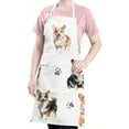 thumbnail image 5 of Cartoon Corgi Dog and Footprints Apron-Garden Aprons for Women with Pockets-Cotton Linen Waterproof Kitchen Cooking Gardening Aprons Adjustable for Kitchen,Cooking,BBQ and Salon 33x27 Inch, 5 of 7