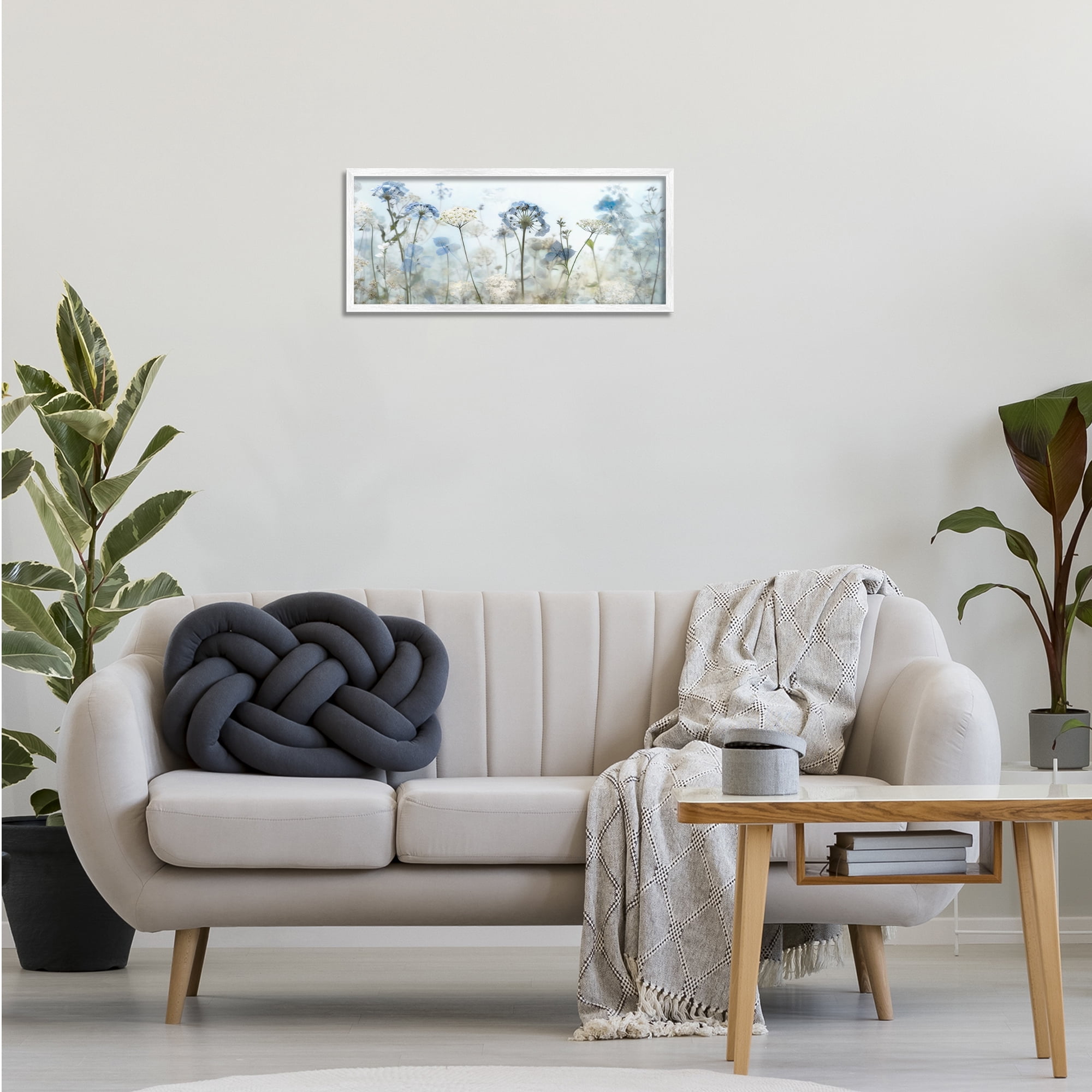 Stupell Industries Blue Wildflower Blooms Botanical & Floral Painting White Framed Art Print Wall Art, 24 x 10
