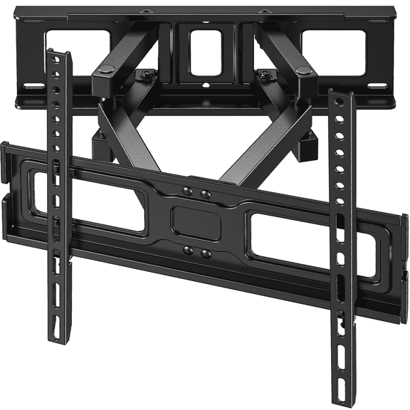 MountFTV Full Motion TV Wall Mount for 26-65 inch TVs Holds up to 110 lbs Swivels Tilts Extension Leveling, Max 400 x 400mm, Fits 8"/12/16" Wood Stud