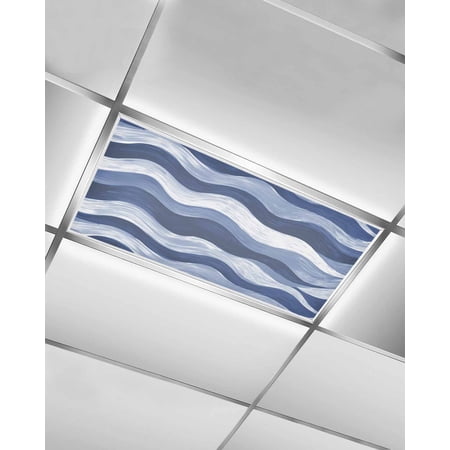 1 Pack Fluorescent Light Cover for Ceiling Lights Navy Blue Ombre Magnetic Classroom Light Filters 4x2 Feet Modern Moire Abstract Art Aesthetics Decorative Ceiling Shade Panel for Office