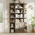 thumbnail image 1 of EastVita 6 Tier Tall Bookshelf with Storage, Modern Farmhouse Bookcase, Grey, 1 of 6