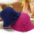 thumbnail image 7 of Visland Women Cloche Bucket Hat, Vintage Fashion Elegant Solid Color Flower Decor Soft Woolen Winter Warm Bowler Cap for Wedding Church Tea Party, 7 of 7