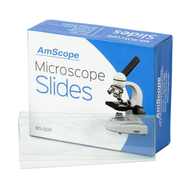 AmScope 50 Blank Microscope Slide Ground Edges PreCleaned Clear Glass