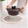 thumbnail image 6 of Fennco Styles Mandala Boho Woven Fringe Cotton Placemats 13" Round, Set of 4 - Multicolored Printed Heat Resistant Insulation Table Mats for Home, Kitchen Décor, Dining Table, Banquets, Holidays, 6 of 8