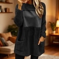 thumbnail image 2 of Ozmmyan Womens Fleece Sweatshirts solid color Loose Crew neck mid length Sweat Shirts autumn and winter casual large pocket style, 2 of 6