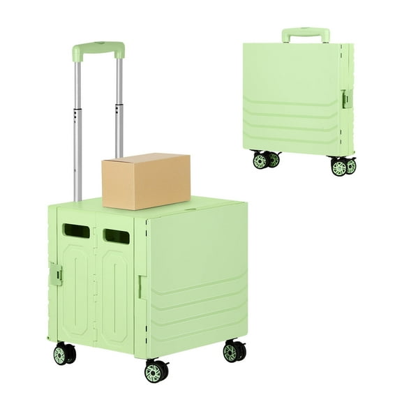 Foldable Rolling Shopping Cart with Table, Collapsible Utility Cart with Wheels for Grocery, Picnic, Travel