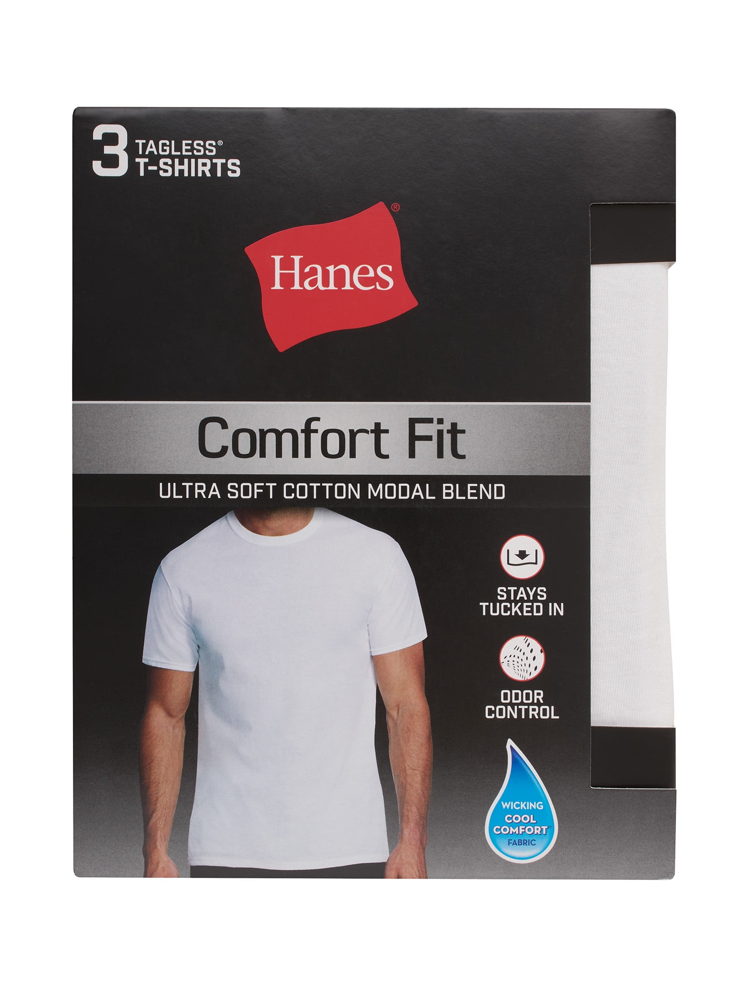 Hanes Comfort Fit Ultra Soft Cotton White Crew Undershirts, 3 Pack - Walmart.com