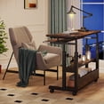 thumbnail image 3 of Tribesigns Portable Desk with Wireless Charging Station, Height Adjustable Side Table for Sofa Couch Bed Brown, 3 of 7