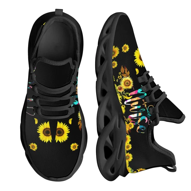 Zapatillas de deporte de verano con girasoles para enfermera, zapatos de diseñador, planos transpirables para adolescentes, calzado para mujer