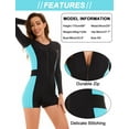 thumbnail image 5 of Womens Long Sleeve Zipper Boyleg Rashguard One Piece Athletic Bathing Suit UV Sun Protection Swimsuits High Neck Padded Beach Swimwear, 5 of 6