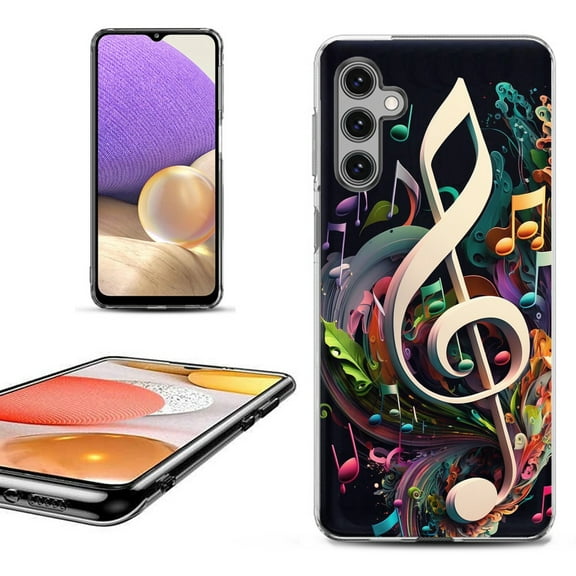 OneToughShield ® Shockproof Phone Case Compatible with Samsung Galaxy A15 5G - Music Notes Colorful